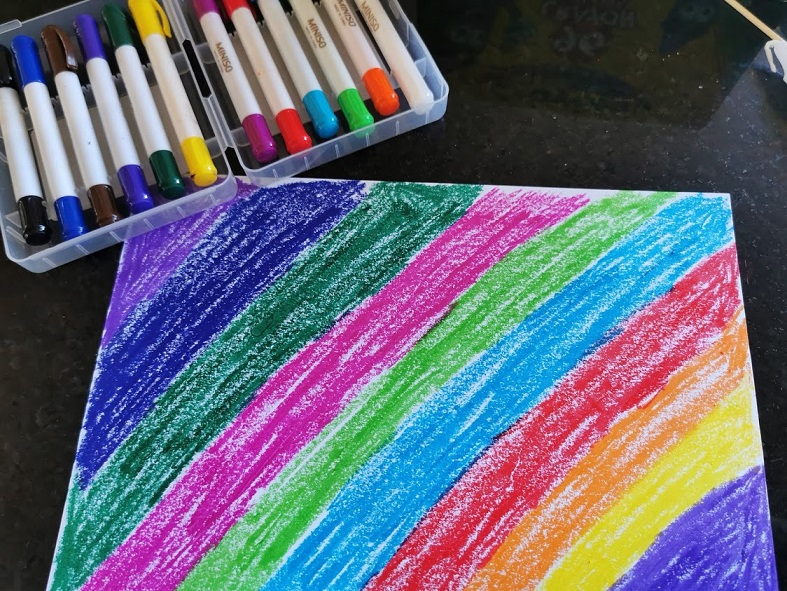 Colourful Scratch art  How to make scratch art paper using oil pastels &  acrylic paint colours 